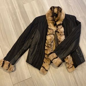 Autunno fur lined jacket with leather paneling